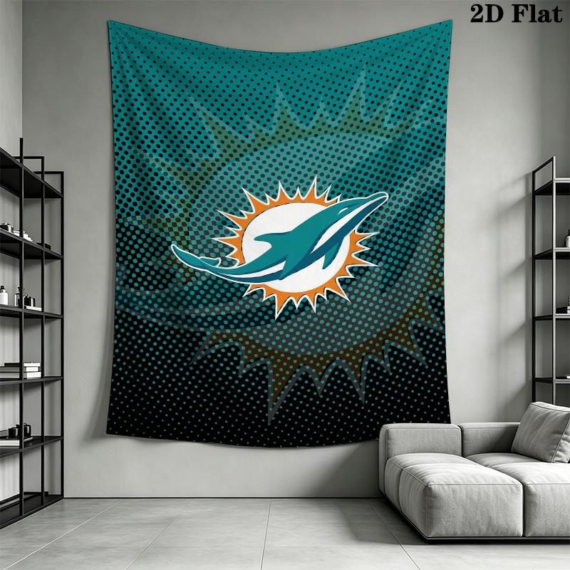 Miami Dolphins Wandteppich Ästhetisches Wandbehang Gedruckter Stoffdecke Dekorative Wandteppiche für Schlafzimmer Wohnzimmer Heimdekoration