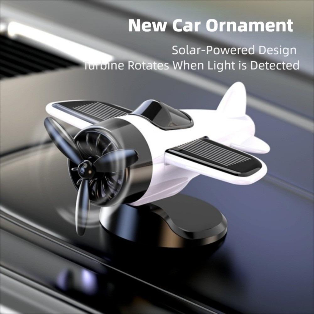 360° Rotary Car Center Console Decorations Solar Powered Aircraft Ornaments Desktop Ornament
