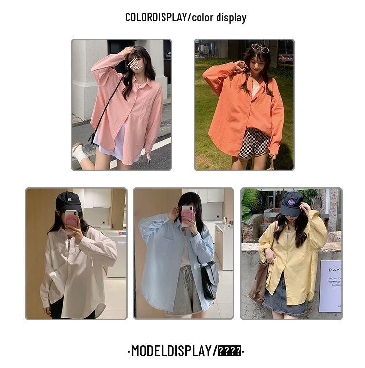 Wiosna 2024 Damska Bluzka w Koreańskim Stylu Luźna z Długim Rękawem Modna