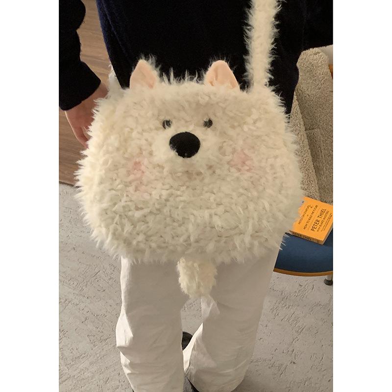 

Korean version of casual large-capacity bag women s bag 2025 new cute cartoon puppy plush bag fashion messenger bag