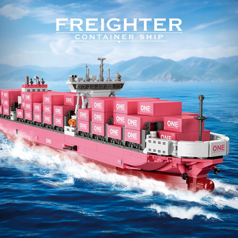 Containerschiff Bausteine, Pädagogisches Spielzeug für Kinder, Puzzle-Montagemodell, Kreative Schreibtischdekoration & Geburtstagsgeschenk für Jungen/Mädchen