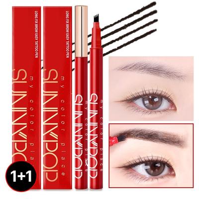 Sunny Pop Long Fix Brow Easy Augenbrauen-Tattoo-Stift, 01 Dunkelbraun, 2 Stk.
