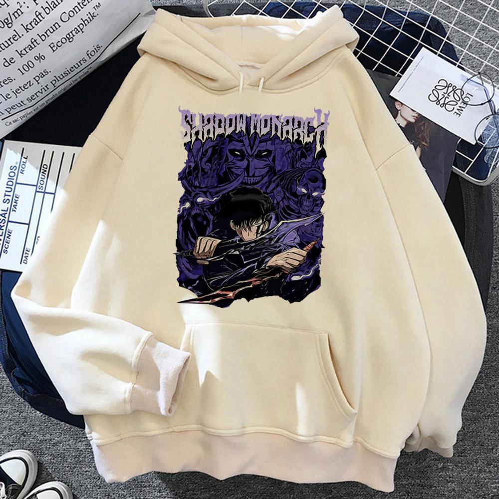 Sung Jin Woo Potisk Mikina s Kapucí Anime Solo Leveling Streetwear Muži Ženy Dlouhý Rukáv Mikiny Harajuku Volná Ležérní Pulovr Mikina