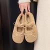 Sweet Fluffy Shoes for Women To Wear Outside Autumn and Winter 2025 New Velvet Beanie Shoes, Shallow Mouth Versatile Flat Bottom Warm Cotton Shoes