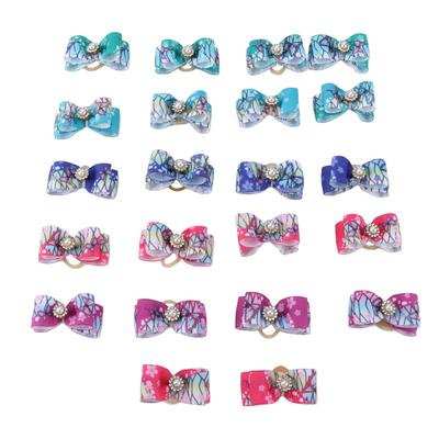22pcs Gomas Elásticas con Lazos para Mascotas Lindos Coloridos Accesorio para el Pelo de Peluquería Canina para Cachorros Gatos