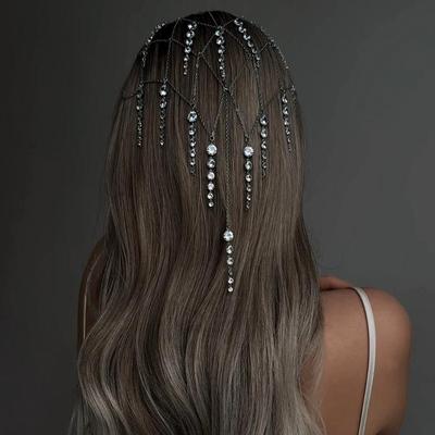 Bridal Wedding Multilayer Grid Like Hair Accessories Hair Hoop for Women Hair Jewelry Headpiece Headdress Party Hair Band Tiara