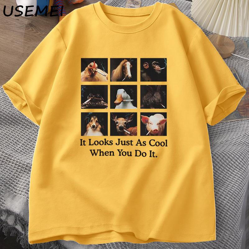 Es sieht genauso cool aus, wenn du es tust T-Shirt Unisex Damen Baumwolle Kurzarm Lustiges Meme T-Shirt Unisex Lässig Rundhals T-Shirts