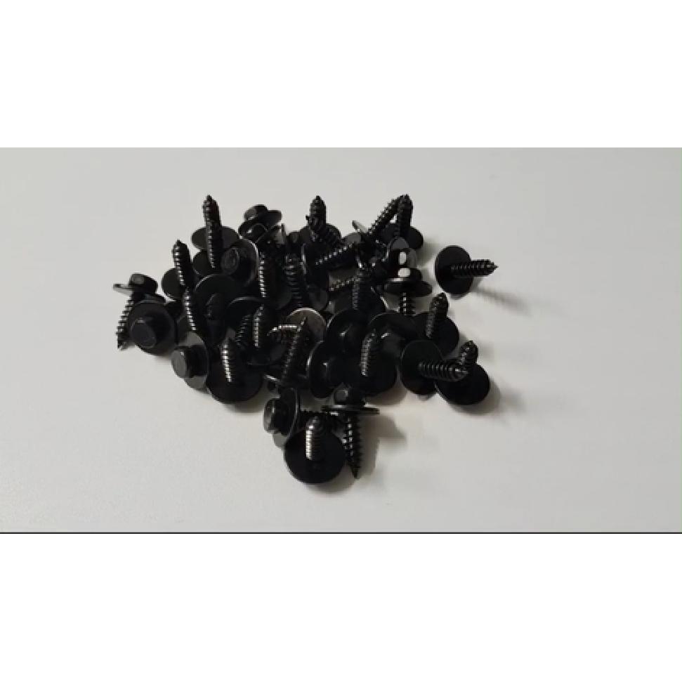 100x Black Screws 7.8mm Hex Bolts For Automotive Trim Body Panels Splash Shields