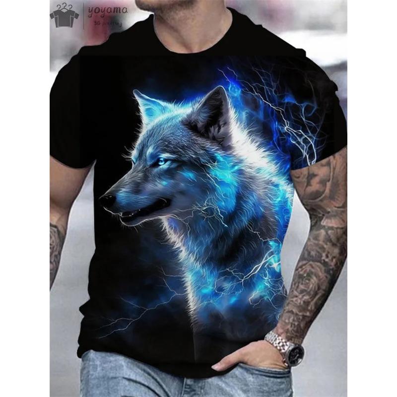 Men's T-Shirts Short Sleeve Beasts Graphic 3D Animal Printed Street Style Man Tops T-Shirt