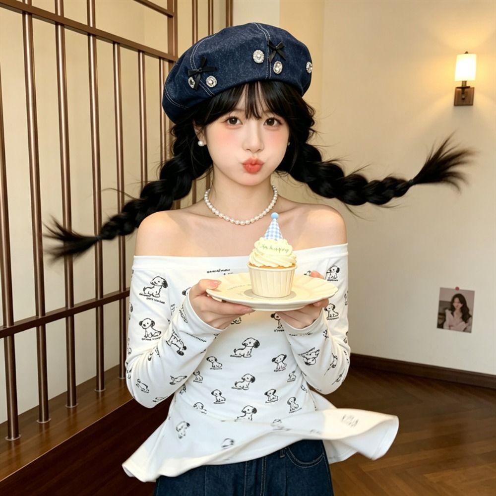 Washed Denim Women Beret Hats Rhinestone Embellished Painter Cap  Spring Autumn Season