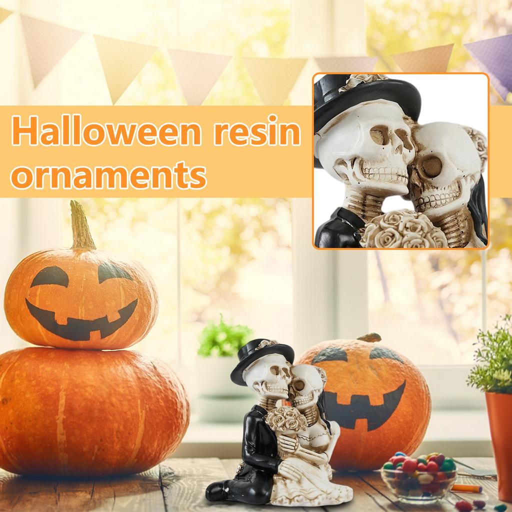 Halloween Skeleton Groom And Bride Resin Ornament Decoration