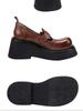 Johnature Retro Thick Soled Pumps Genuine Leather Wedges Shoes Round Toe Versatile Women's Platform Shoes