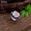 New Enamel Three-dimensional Rose Elastic Ring Women's Fashion Versatile Irregular Petal Ring