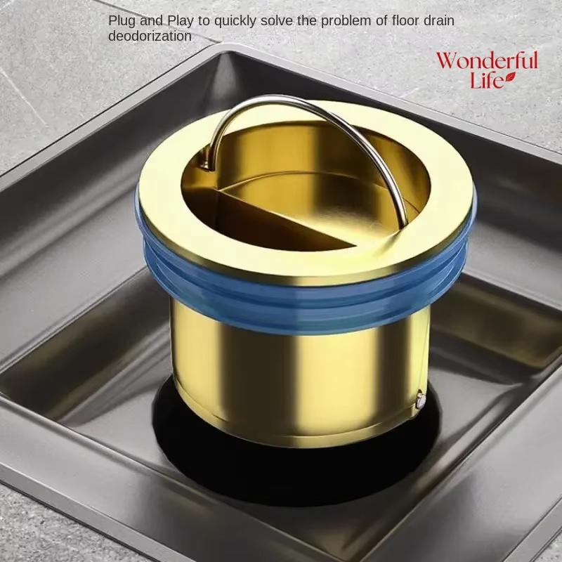 Floor Drain Core, All Copper, Odor Proof Core, Drain Guard Sewer Backflow Preventer, Deodorization Drain Plug Hair Stopper, Hair