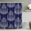 Blue Shower Curtain With White Floral Patterns Bath Decor For Bathroom Waterproof Fabric 72 Long (Set)