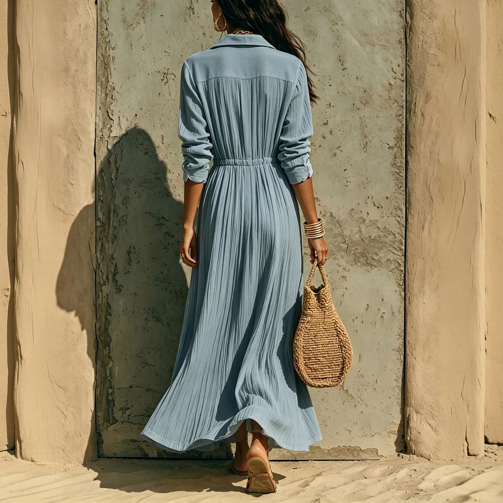 Women's Plus Size Maxi Dress Elegant Loose Fit Waist-Cinching Long Dress