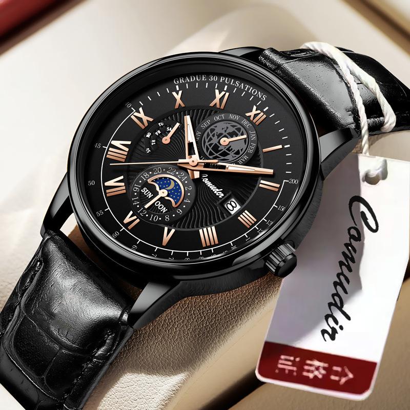 Swiss business belt watch men's quartz waterproof men's watch Tiktok wrist watches for men automatic Clock Fashion & Casual