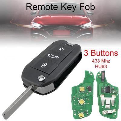 433MHz 3 Buttons Car Remote Key ID46 Chip and HU83 Blade Fit for Peugeot 208 2008 301 308 5008 508