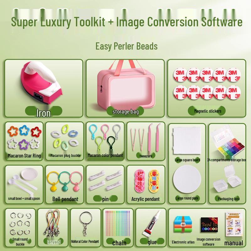 Pyssla 2.6mm Fuse Beads DIY Kit: Complete Set with Tools and Storage Bag