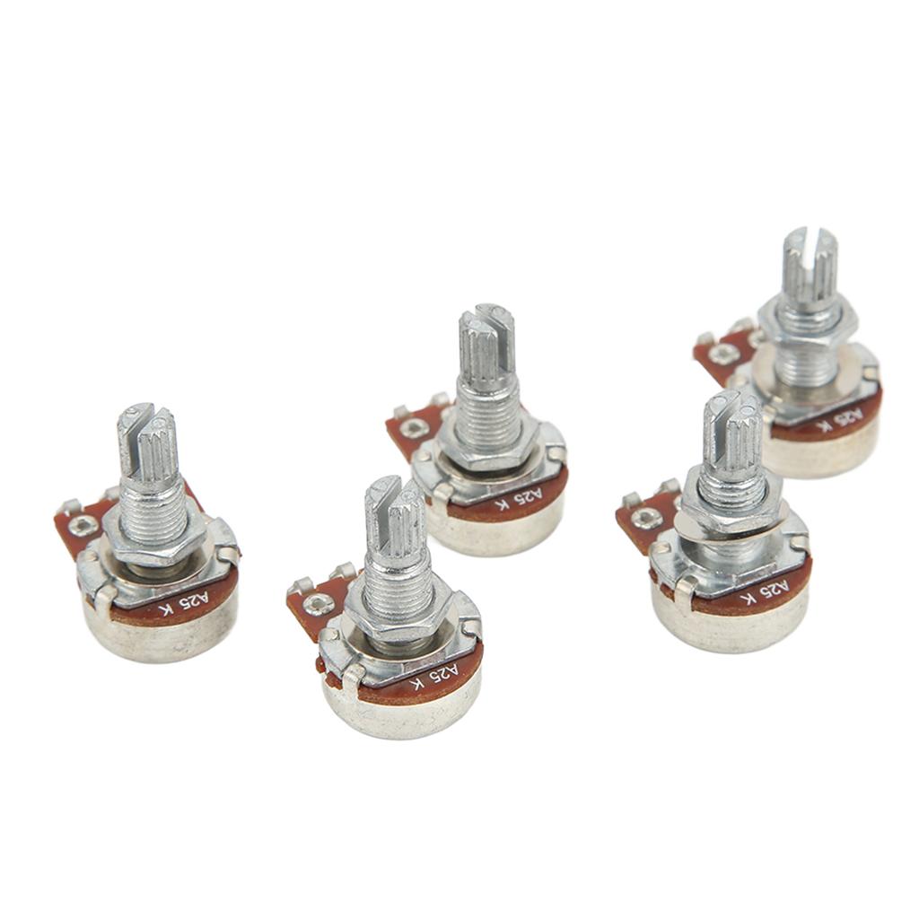 5 szt. Potencjometr gitarowy Metalowy Długi Ryflowany Dzielony Wałek Potencjometry Audio Akcesoria Gitarowe