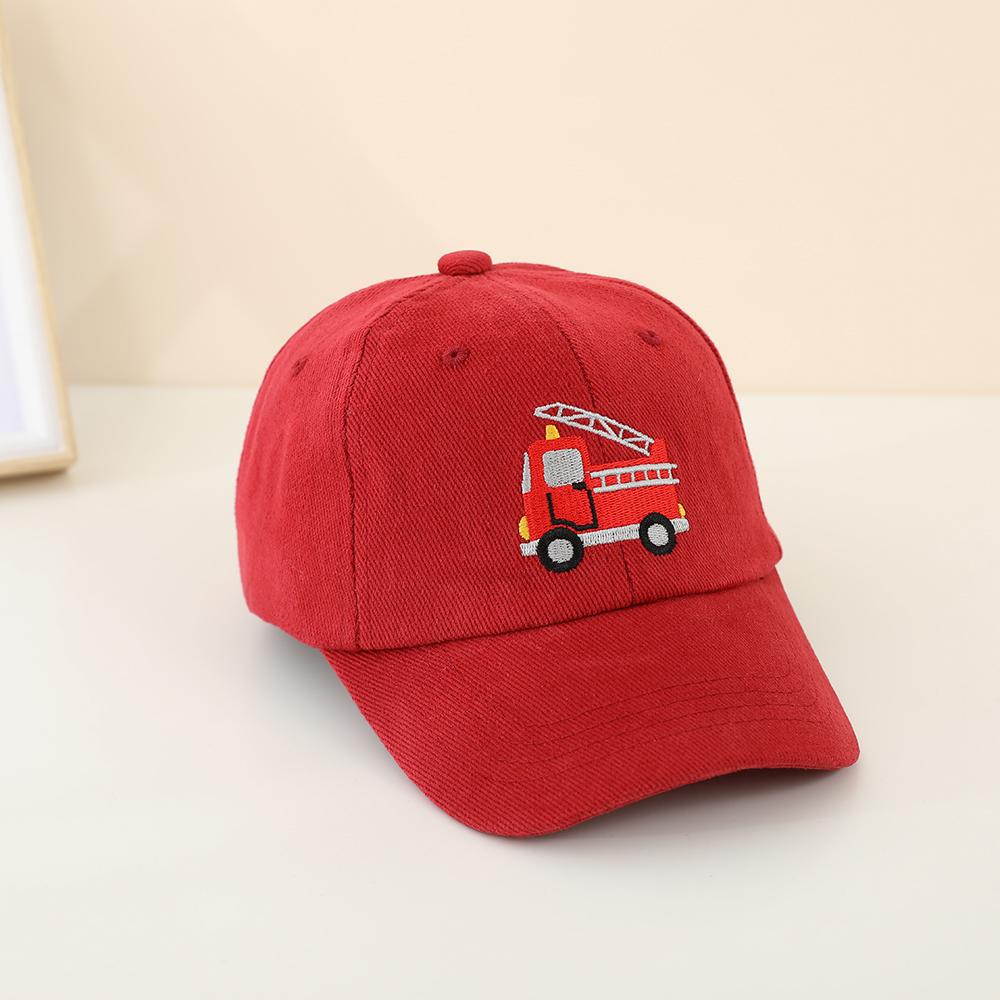 

Fashionable and cute solid-color embroidered red fire truck cotton baseball cap for outdoor use, sweat-absorbing and breathable One Size