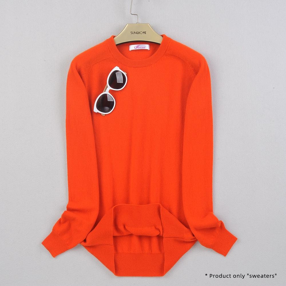 Dámský kašmírový svetr s kulatým výstřihem pro teplo a pohodlí pletený svetr s dlouhým rukávem