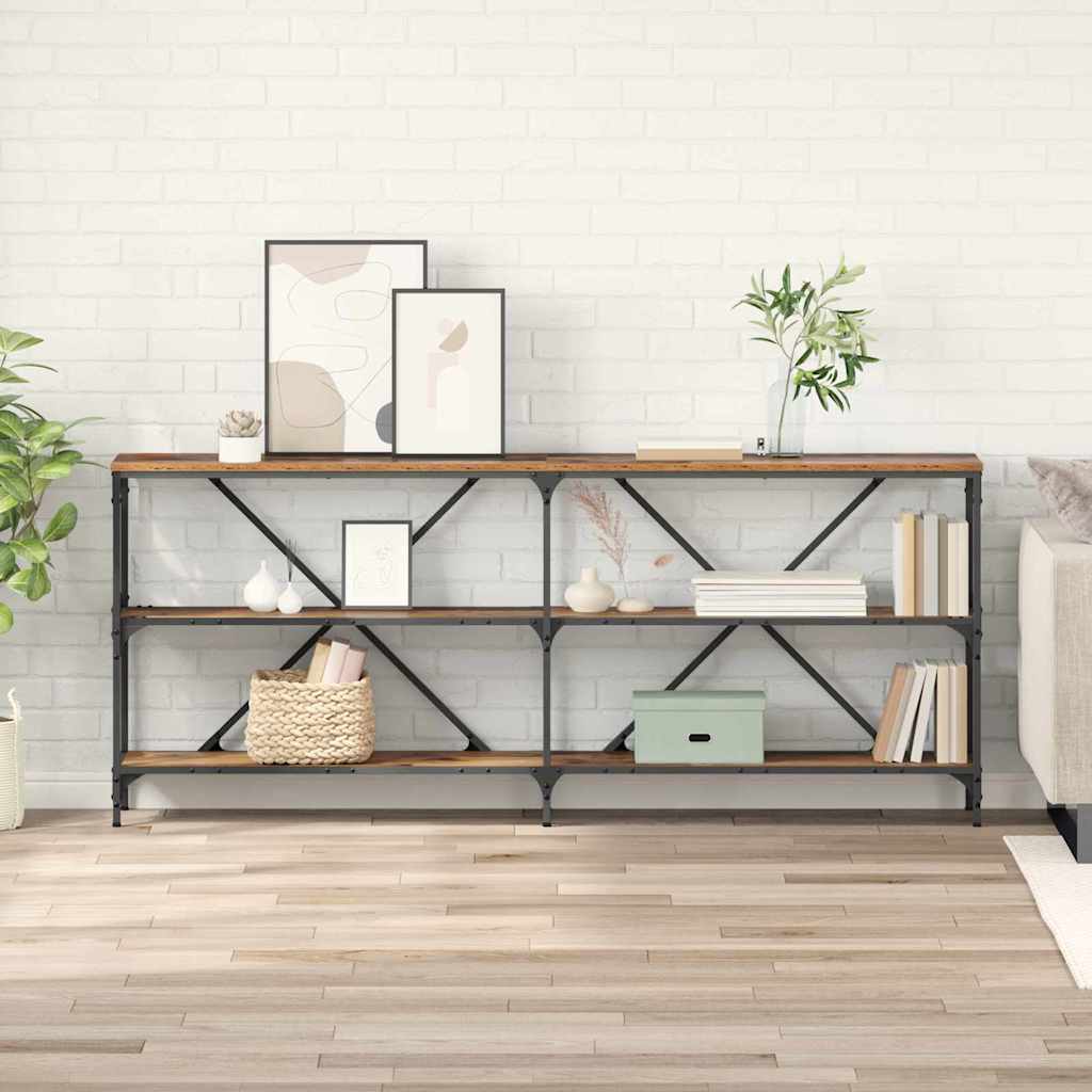 Console Table with Shelf Reclaimed Wood Look 180 x 30 x 75 cm Engineered Wood