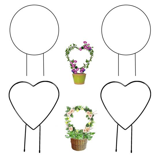 Plant Circle Trellis Climbing Plants Coated Wire Trellis Planter Insert Heart Shape Trellis Small Plant Support Stakes for Flowers Houseplants Garden