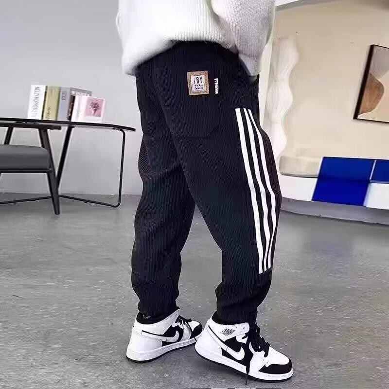 

Полосатые повседневные спортивные штаны для мальчиков - Весенний, Осенний, Зимний стили 150 чёрный