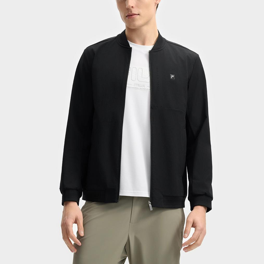 Fila White Series Fashion Casual Knit Long Sleeve Jacket Men Jackets Black F11M523501F-BK
