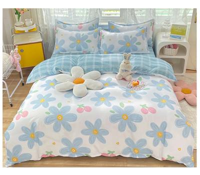 Flower Bedding Set Duvet Cover + Flat Sheet +2pc Pillowcase Double Bed Linens Twin Queen King Full Size Skin Friendly Kids B89