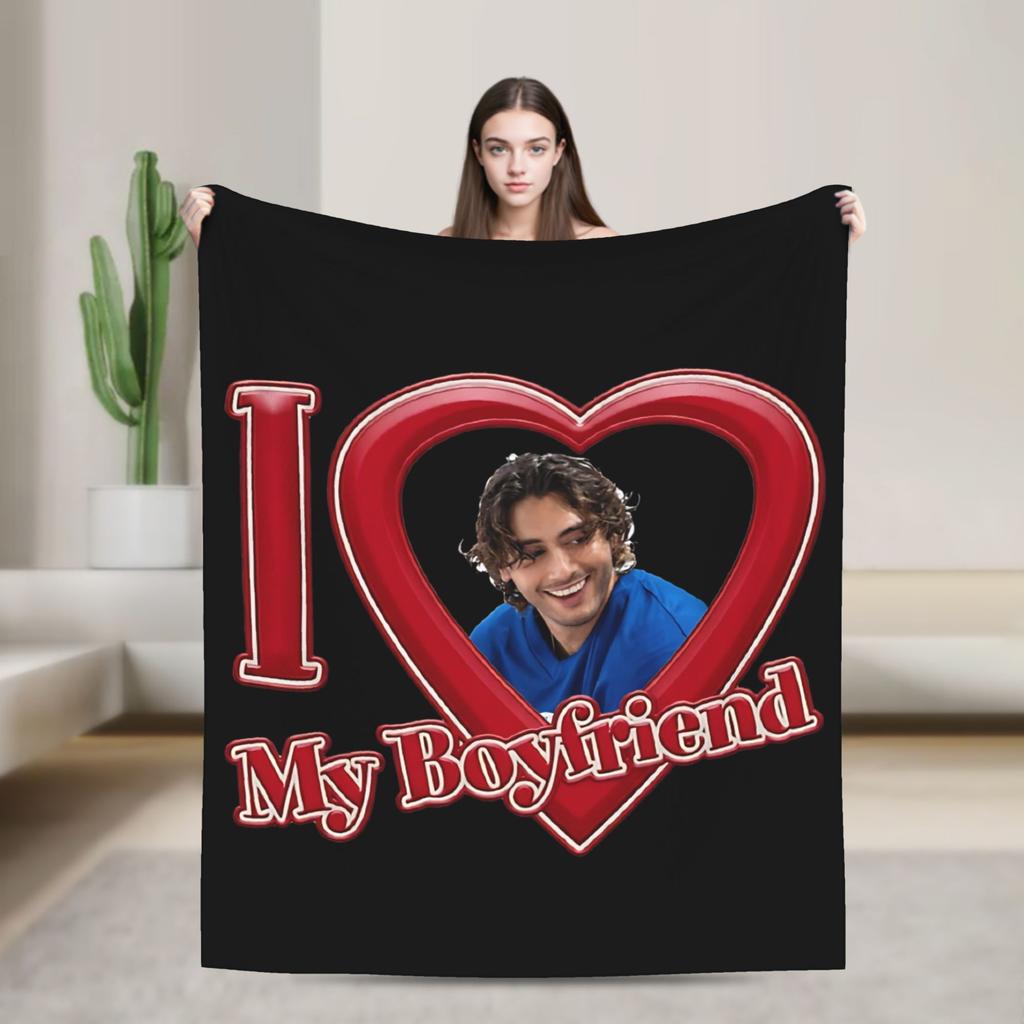 I Love My Boyfriend John Logan Knitted Blankets Off Campus Wool Throw Blankets Airplane Lightweight Bedsprea,