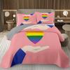 Rainbow Bedspread Queen/Full People Celebrating International Day for LGBT Community Quilt Set Colorful Rainbow Striped Coverlet