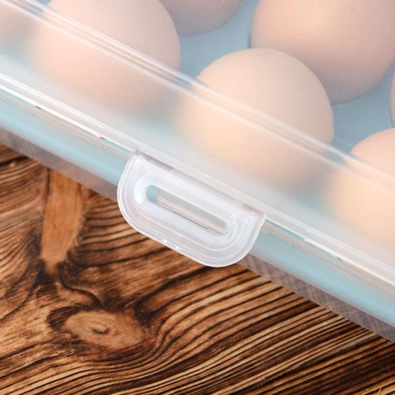 15 Grid Egg Storage Box Egg Box Tray with Lid Drawer Egg Carton PP Cases Refrigerator Cases Compartment Storage Egg Rack Support