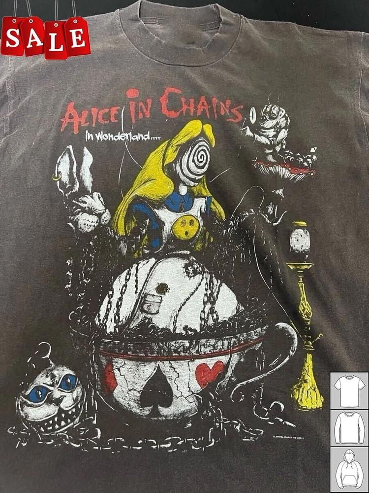 

New Rare Alice In Chains In Wonderland Gift For Fans Unisex S5XL Shirt LW757 Unisex T-Shirt S