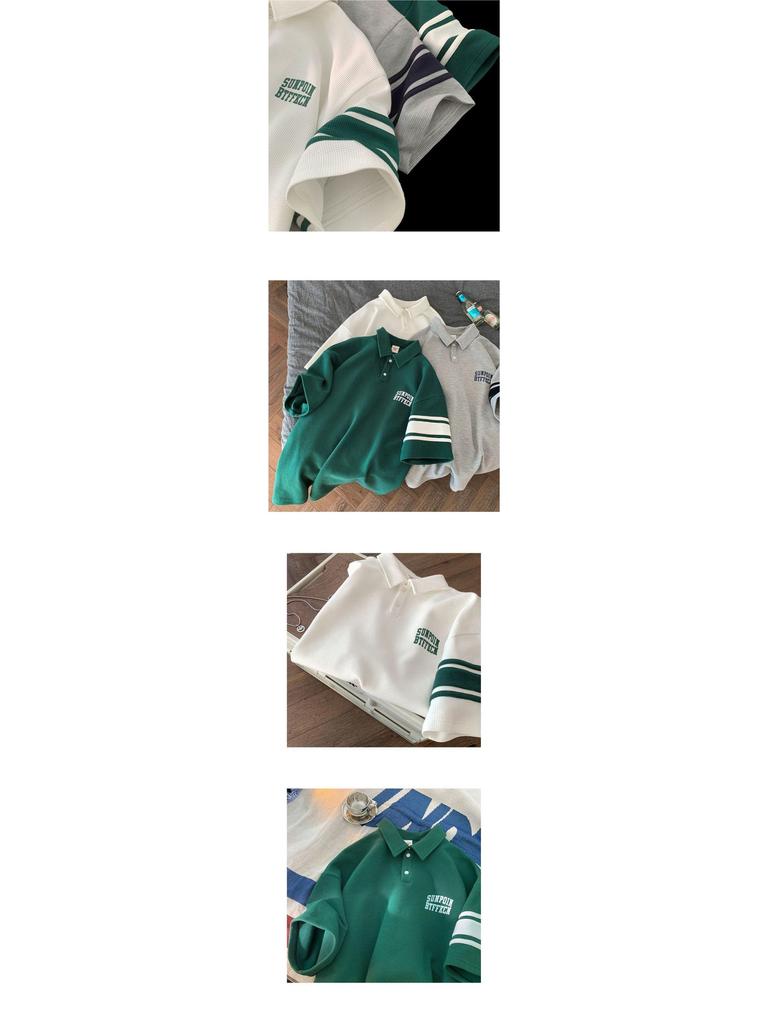 Męska koszulka polo z krótkim rękawem w stylu koreańskim o luźnym kroju