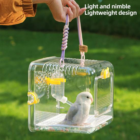 Bird Carrier Travel Parrot Cage Transparent Ventilated Bird Cage with Safety Locks Portable Bird