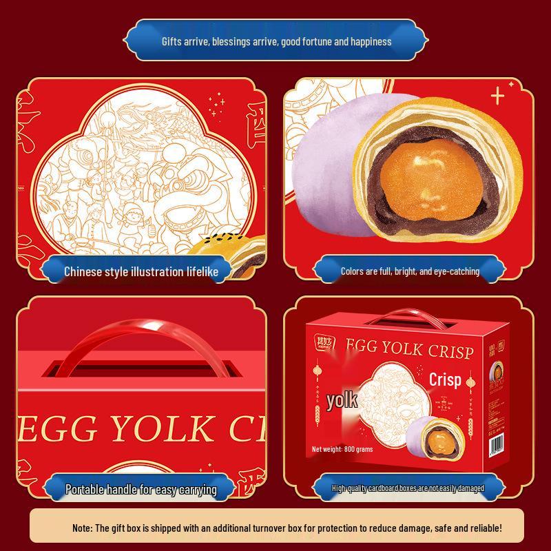 Caixa de Presente de Pastel de Gema de Ovo Snowy Niang - Pastelaria para Pequeno-Almoço e Souvenir Dim Sum de Meio Outono