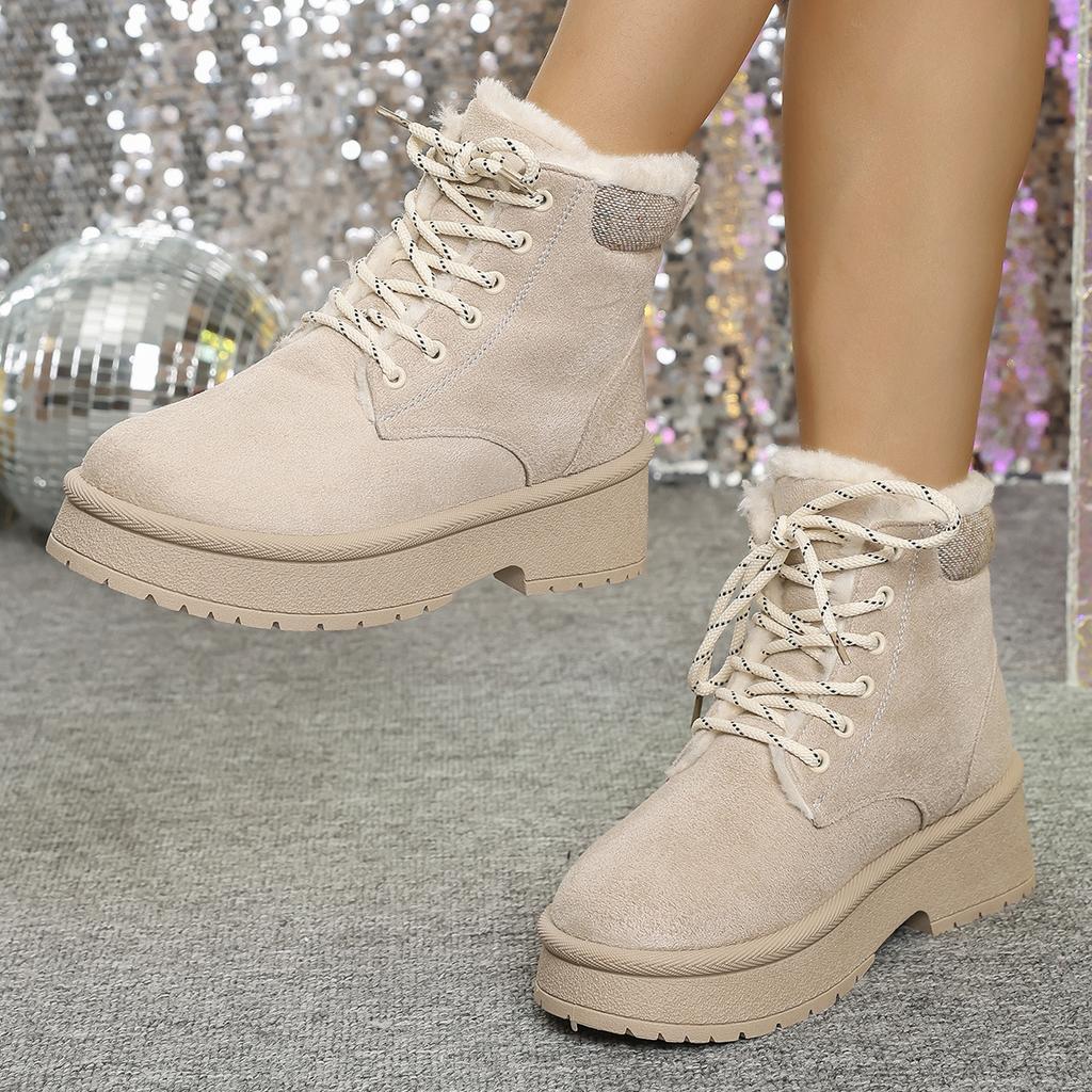 Cotton boots women's large size winter new thick-soled short tube Northeast cotton shoes piled and thickened warm snow boots