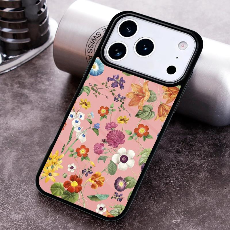 Vintage Leaves Flower Phone Case For iPhone 17,16e,15,14,13,12,11,Mini,Pro,MAX Soft Silicone Cover