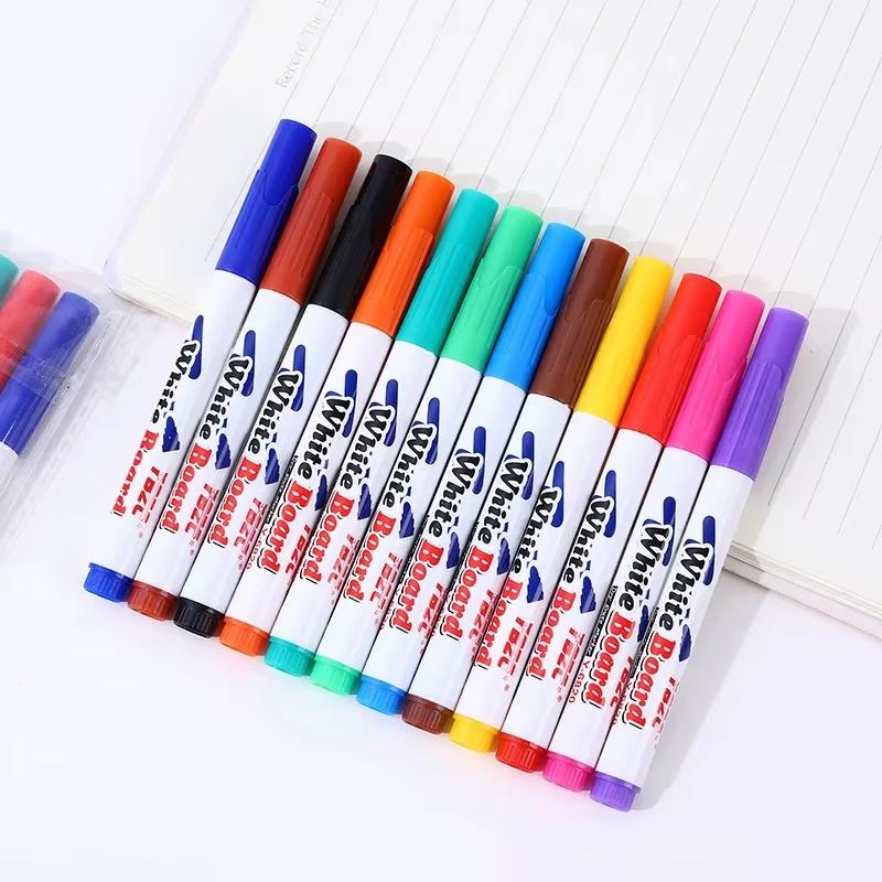 8/12 Color Magic Water Float Brush Erasable Color Graffiti Drawing Pen Student Whiteboard Marking Pen Children's Puzzle Toy Gift
