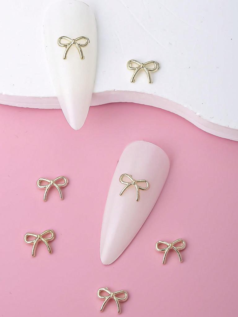 10 stk Sløyfe Neglepynt 3D Legering Bånd Neglekunst Dekorasjoner DIY Neglejuveler Egnet For Jenter Og Damer Negleutstyr