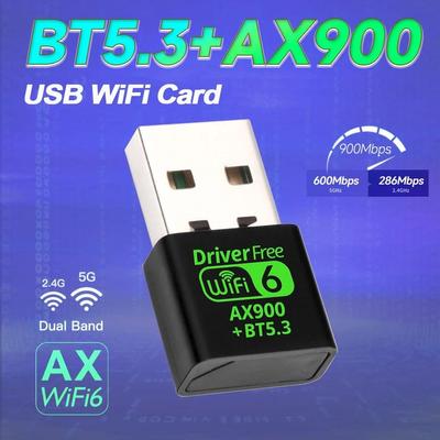 900Mbps USB WiFi 6 Bluetooth 5.3 Adapter 2 In 1 Dual Band 2.4G&5GHz Wireless Network Card for Desktop Laptop PC