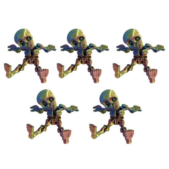 5Pcs/Set Human Skeleton Ornament Mini Halloween Skeleton Figurine with Movable Joints Poseable Articulated Skeleton Decoration