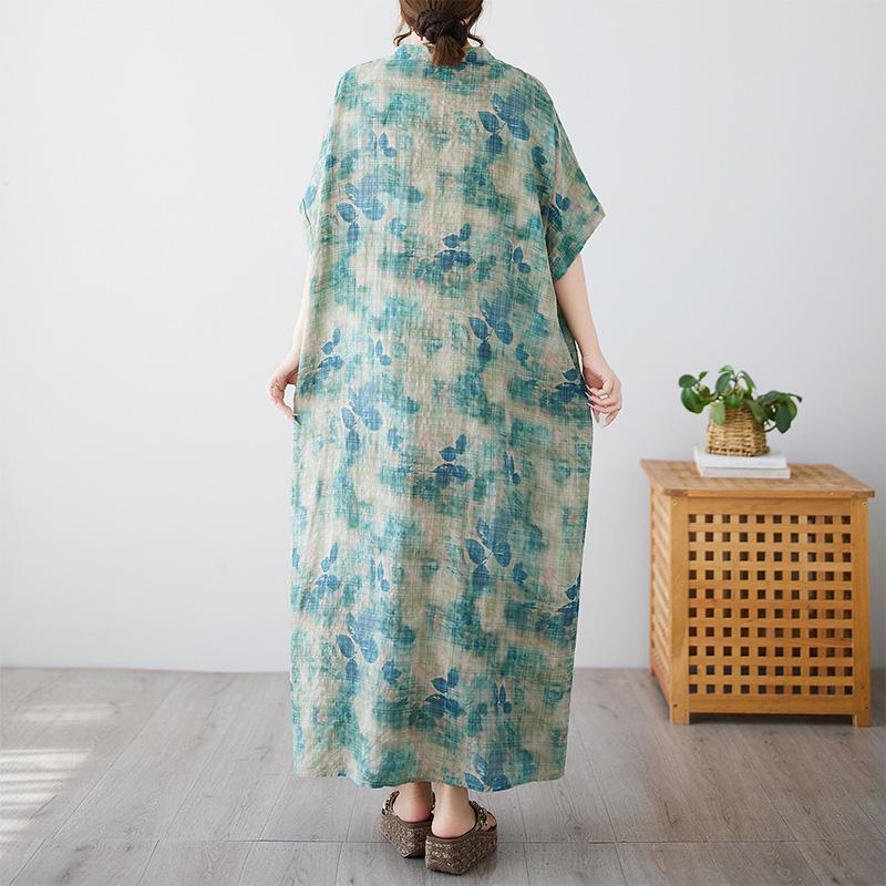 DIMANAF 2025 Summer Plus Size Dress Basic Women Casual Loose Vintage New Oversized Flower Dress Maxi