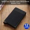 RFID Metal Wallet Double Card Case Pop Up Card Holder 12 Cards Automatic Aluminum Box Cardholder Smart Minimalist Walet for Men