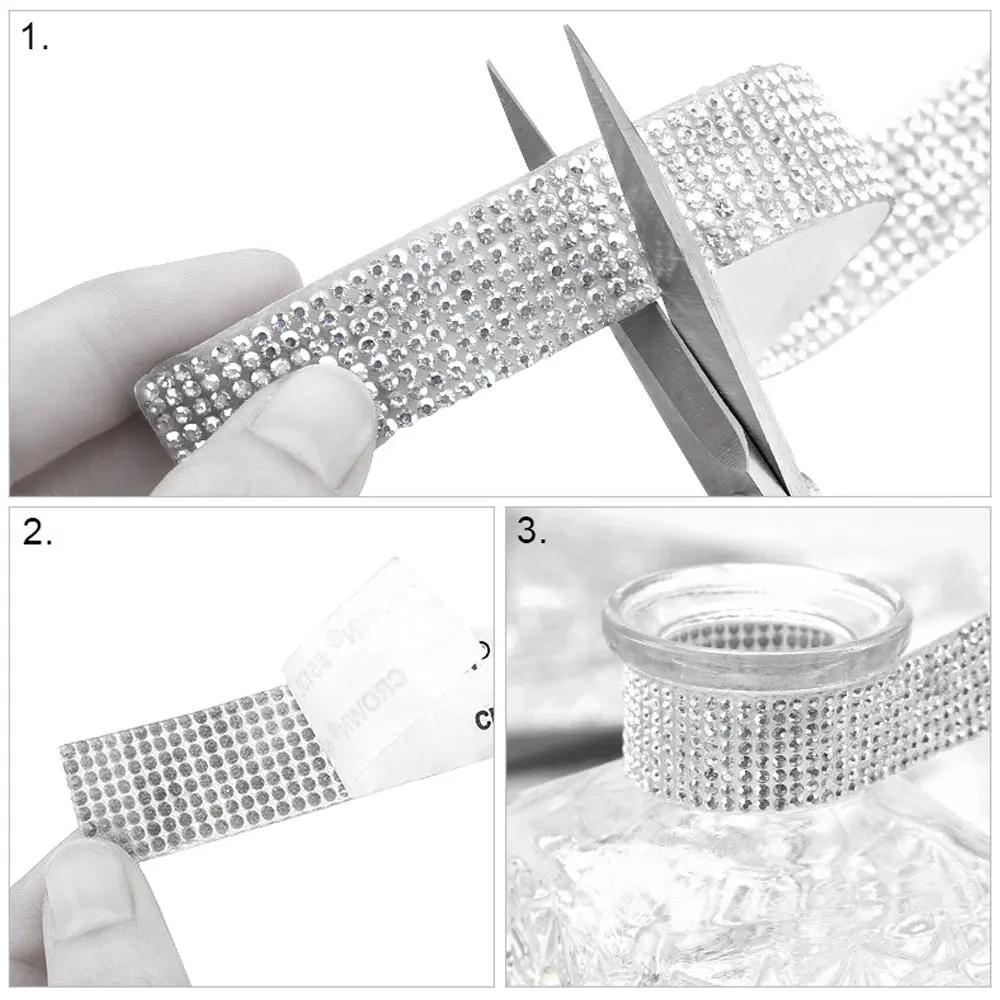 Rhinestone Diamond Sticker Self-Adhesive Crystal Ribbon Trim Tape Car Phone Decoration Arts Crafts Multifunctional Accessories