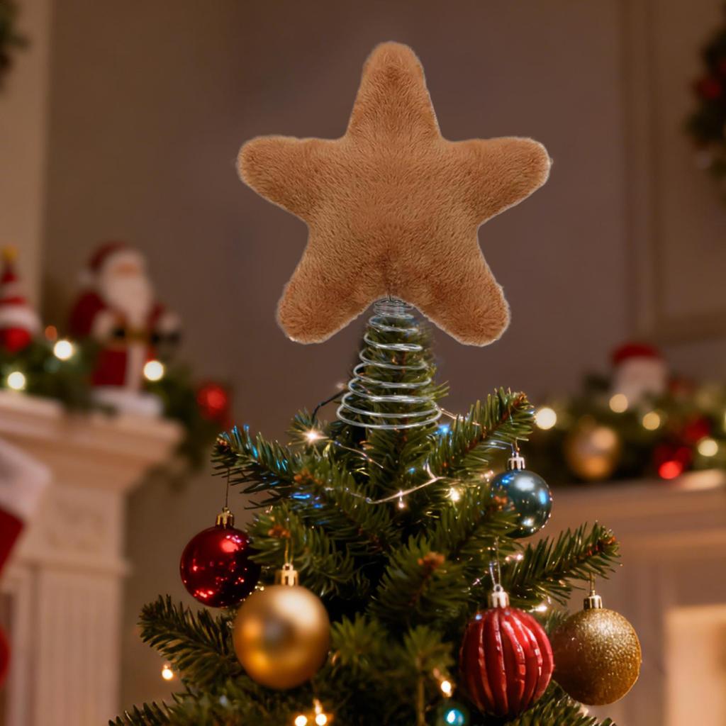 Plüschstern Weihnachtsbaumspitze Dekoration Niedlicher Glitzerstern Baumspitze Dekoration Für Innen Außen Kaminsims Regal Schreibtisch Tisch