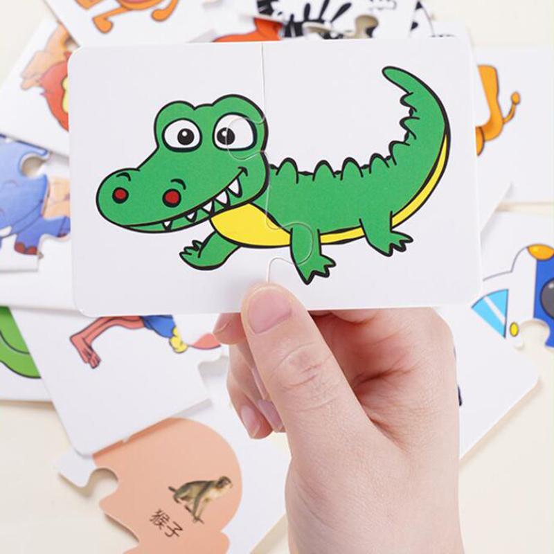 16PCS Toddler Card Match Game Cognitive Truck Fruit Animal Life Set Puzzle Children Cognitive Early Educational Puzzle Toys