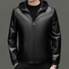 Elete Men's Hooded Lambskin Leather Jacket